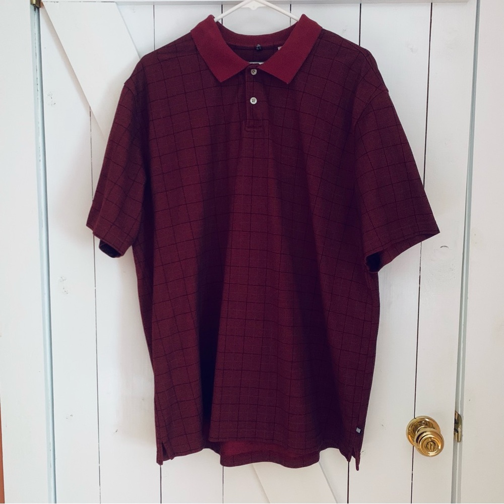 Men's Size XL Polo Burgundy Plaid